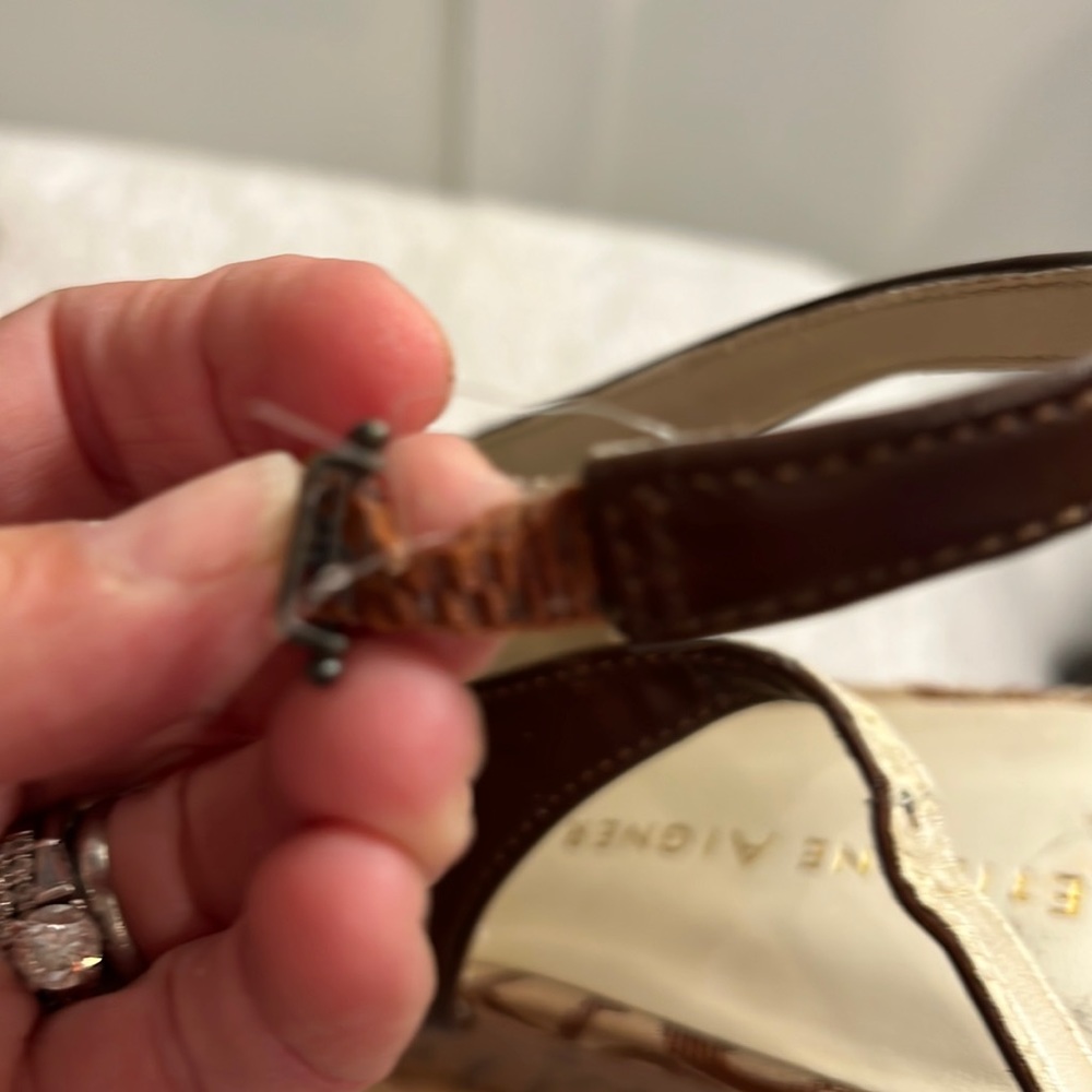 Etienne Aigner cork wedge sandal. Size 7 1/2. - Picture 6 of 7